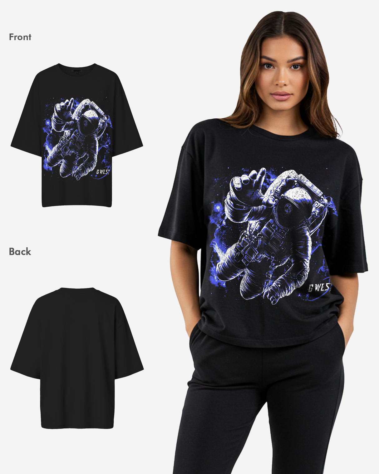 G West Heavy Weight Galaxy Premium Oversized Tee - WOMEN