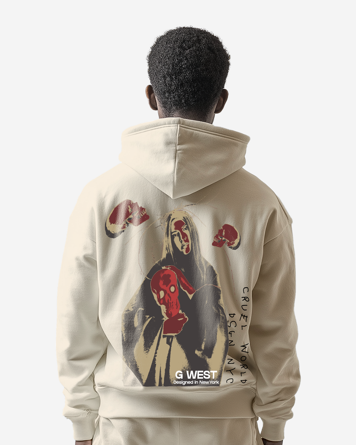 G West Red Skull Heavy Premium Oversized Hoodie