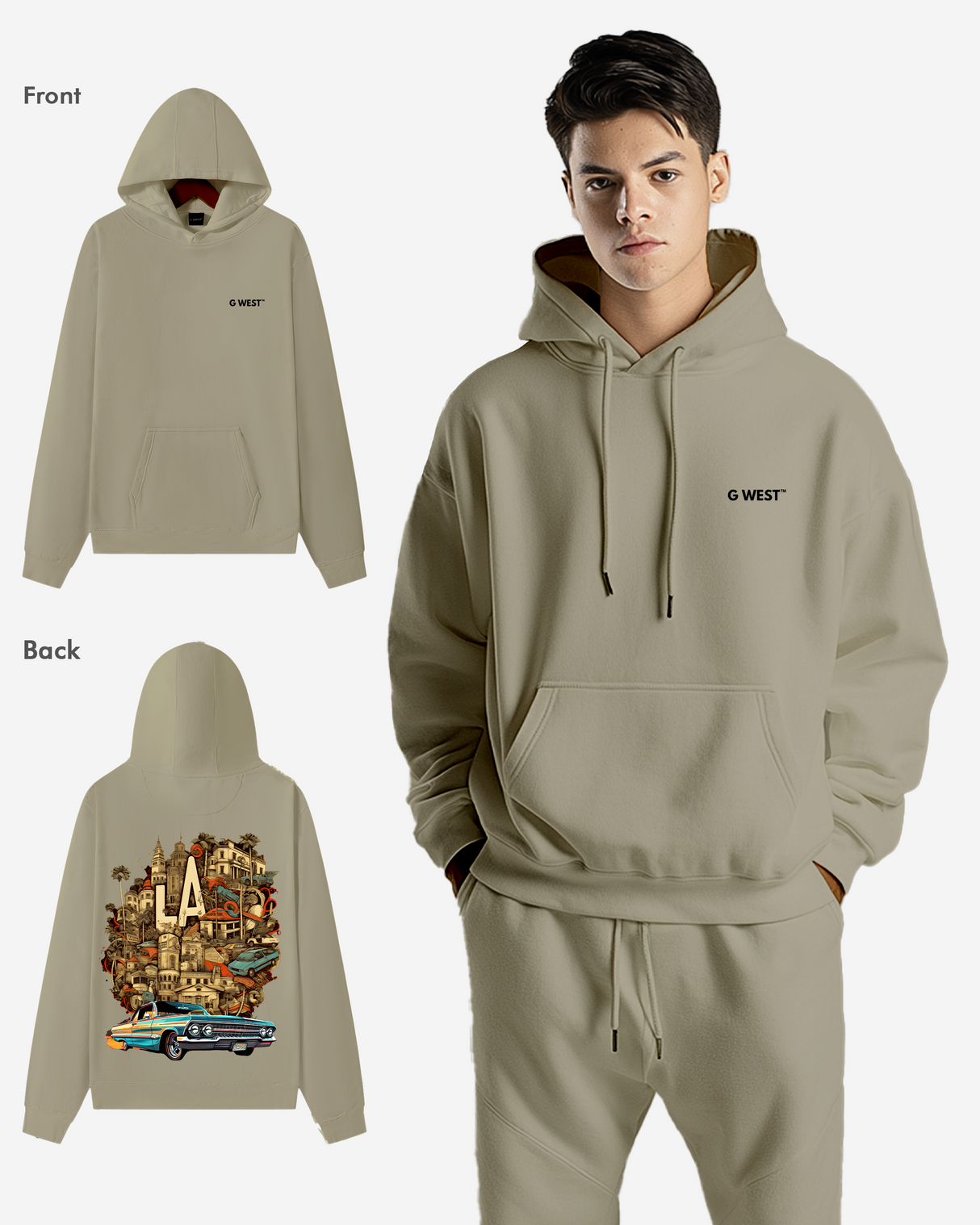 G West La Culture Black Heavy Premium Oversize Hoodie