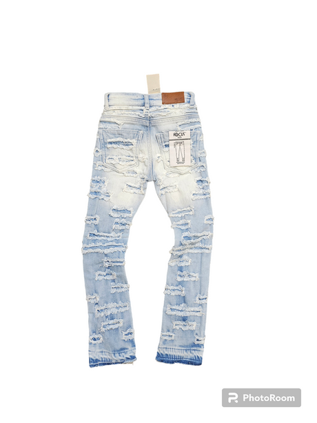 Focus Kids Debris Stacked Denim - Light Wash Blue