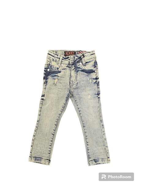 Kids Cream/Navy Denim Jeans Front View