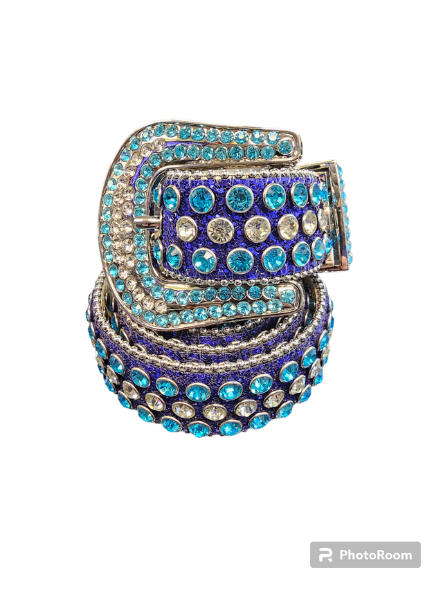 DNA Belt Royal Leather with Aqua Stones