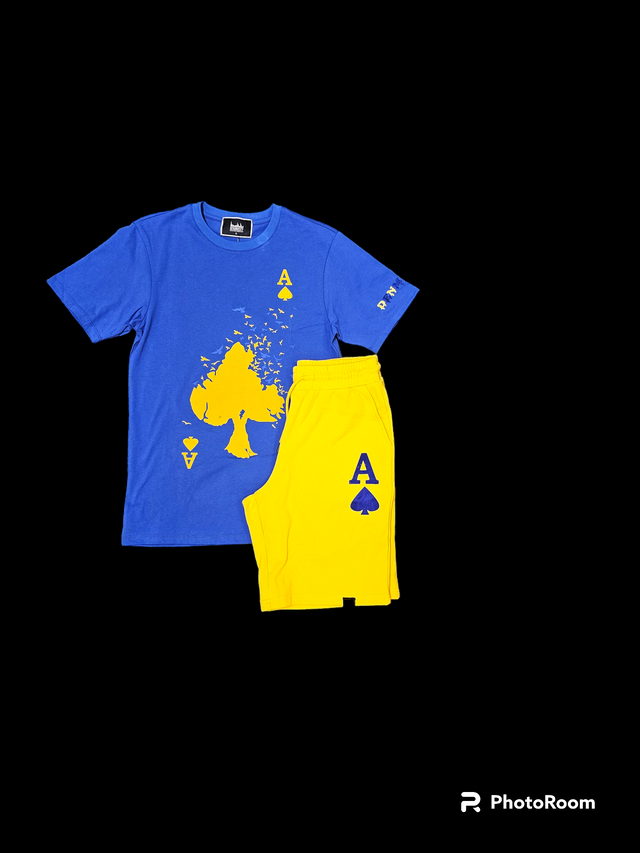 Denim City - Men Short Set - Aces Flying - Yellow / Royal