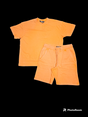 Acid Washed Fleece Men Short Set Orange