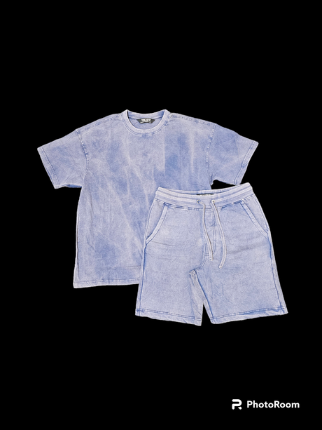 Rebel Minds Acid Washed Fleece Short Set - Front View
