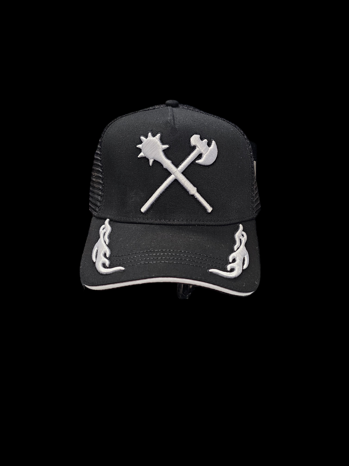 JUREN BLOCKING OUT THE BAD VIBES TRUCKER CAP HAT BLACK