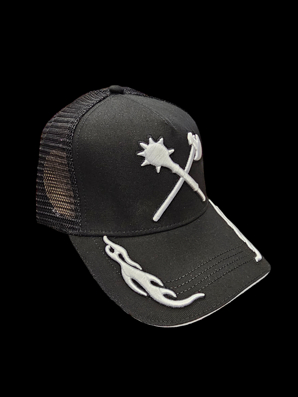 JUREN BLOCKING OUT THE BAD VIBES TRUCKER CAP HAT BLACK