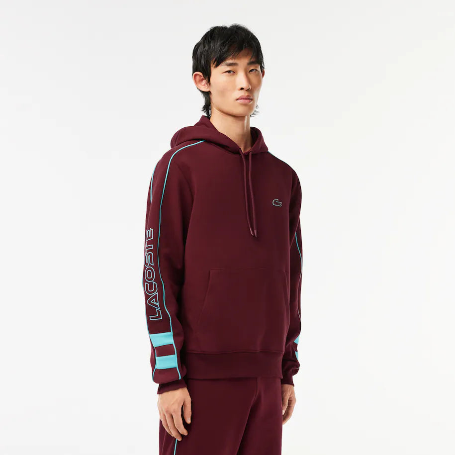 LACOSTE MEN'S CONTRAST DETAILS HOODIE BURGUNDY