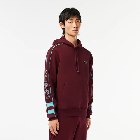 LACOSTE MEN'S CONTRAST DETAILS HOODIE BURGUNDY