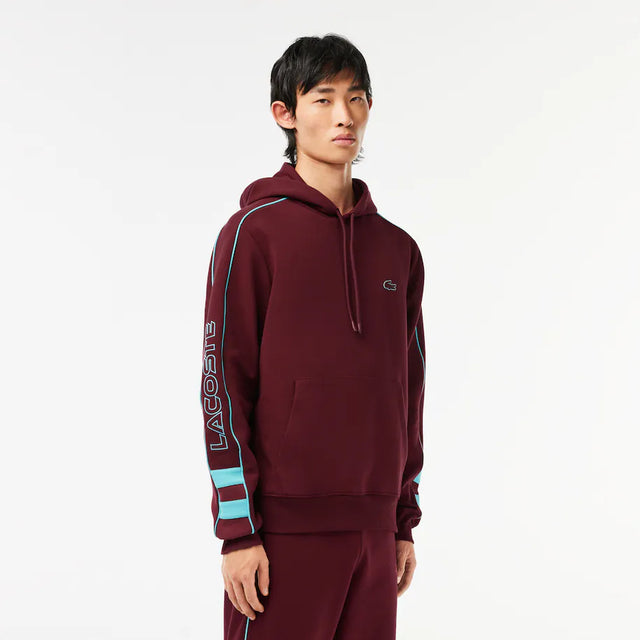 LACOSTE MEN'S CONTRAST DETAILS HOODIE BURGUNDY