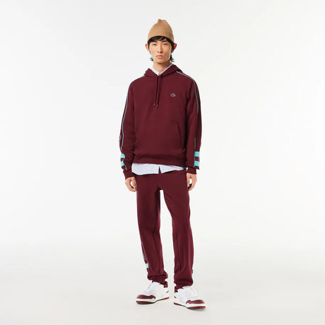 LACOSTE MEN'S CONTRAST DETAILS HOODIE BURGUNDY