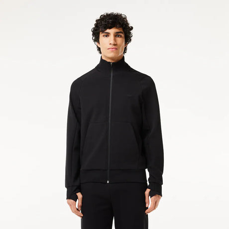 LACOSTE MEN’S HIGH-NECK COTTON BLEND ZIP-UP SWEATSHIRT BLACK
