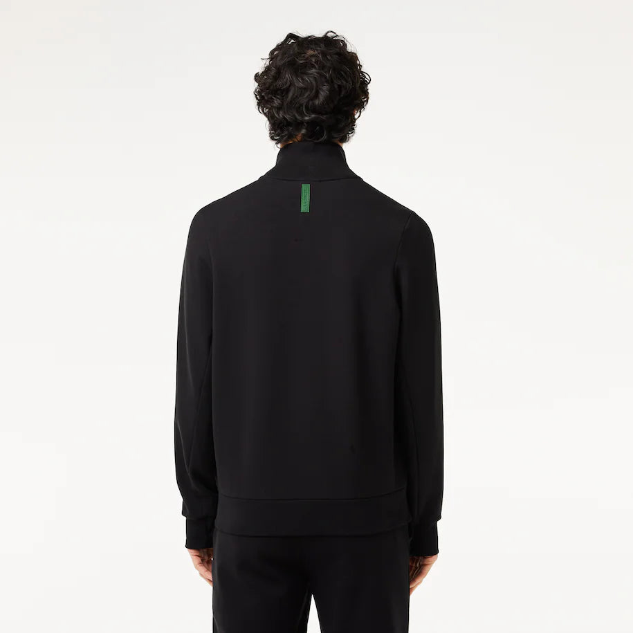 LACOSTE MEN’S HIGH-NECK COTTON BLEND ZIP-UP SWEATSHIRT BLACK