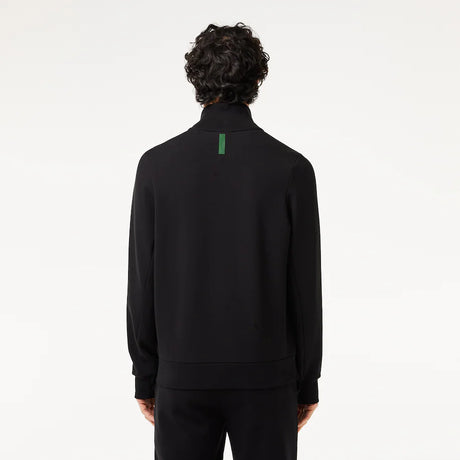 LACOSTE MEN’S HIGH-NECK COTTON BLEND ZIP-UP SWEATSHIRT BLACK