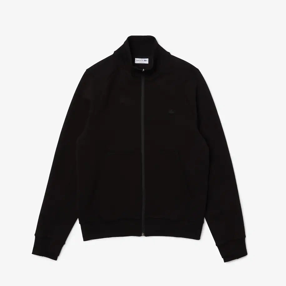 LACOSTE MEN’S HIGH-NECK COTTON BLEND ZIP-UP SWEATSHIRT BLACK