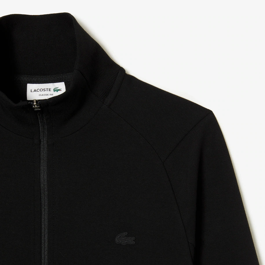 LACOSTE MEN’S HIGH-NECK COTTON BLEND ZIP-UP SWEATSHIRT BLACK