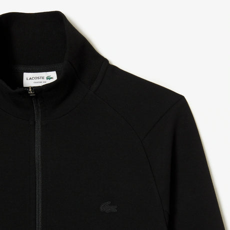 LACOSTE MEN’S HIGH-NECK COTTON BLEND ZIP-UP SWEATSHIRT BLACK