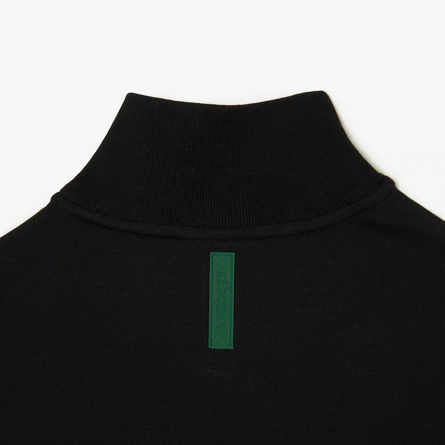 LACOSTE MEN’S HIGH-NECK COTTON BLEND ZIP-UP SWEATSHIRT BLACK