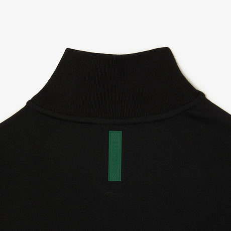 LACOSTE MEN’S HIGH-NECK COTTON BLEND ZIP-UP SWEATSHIRT BLACK