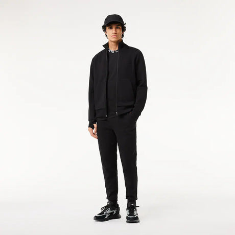 LACOSTE MEN’S HIGH-NECK COTTON BLEND ZIP-UP SWEATSHIRT BLACK