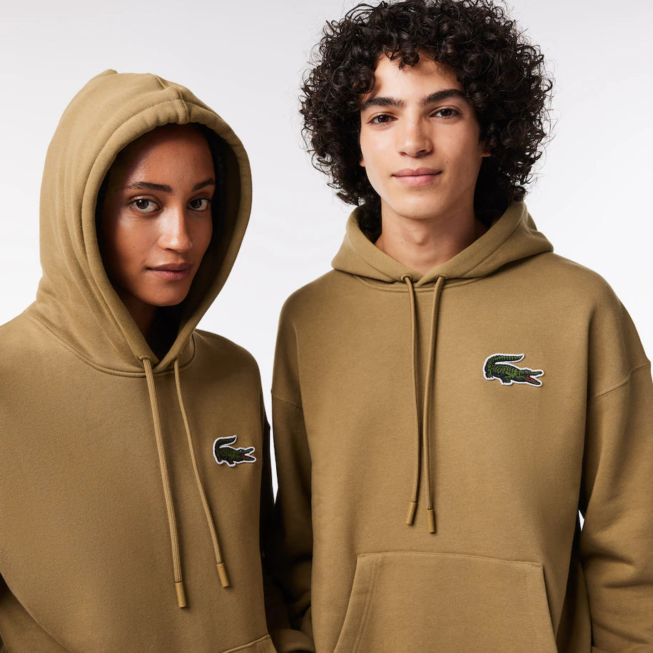 LACOSTE UUNISEX LOOSE FIT ORGANIC COTTON HOODIE BROWN