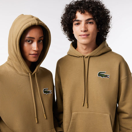 LACOSTE UUNISEX LOOSE FIT ORGANIC COTTON HOODIE BROWN