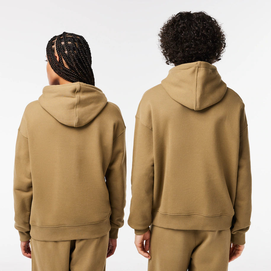 LACOSTE UUNISEX LOOSE FIT ORGANIC COTTON HOODIE BROWN