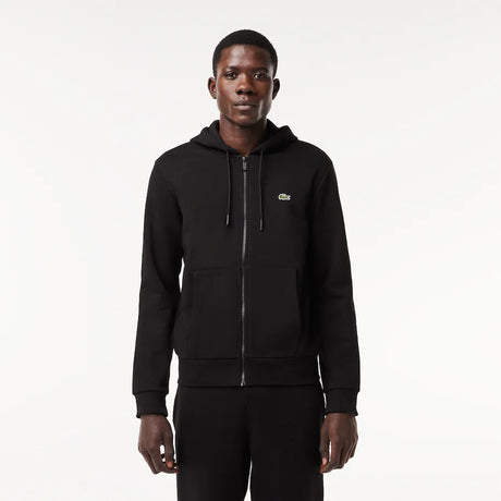LACOSTE MEN'S FLEECE ZIP-UP HOODIE BLACK