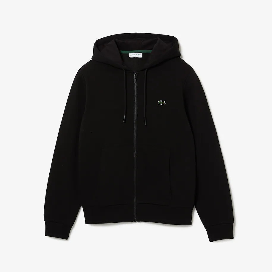 LACOSTE MEN'S FLEECE ZIP-UP HOODIE BLACK