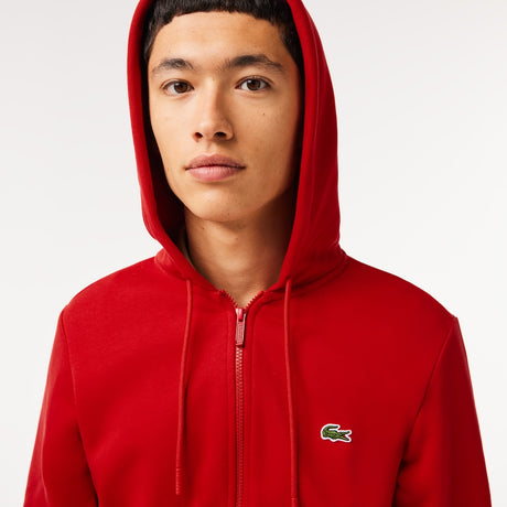 LACOSTE MEN'S FLEECE ZIPPED HOODIE RED
