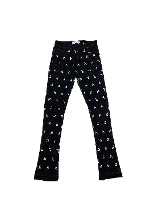 DNA - Stacked Jeans - All Over Embroidery - Black