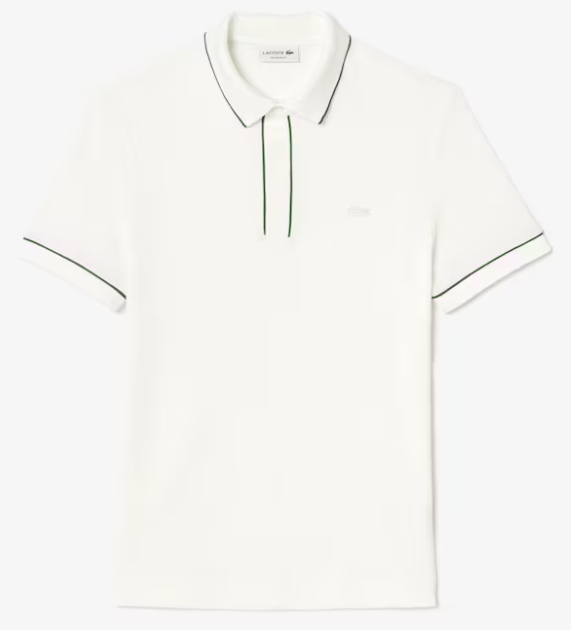 LACOSTE MEN'S SMART PARIS STRETCH COTTON CONTRAST TRIM POLO WHITE