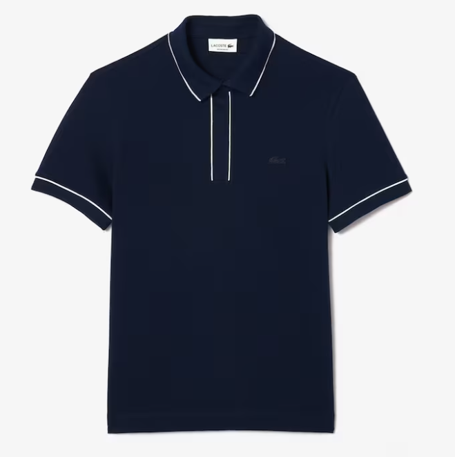 LACOSTE MEN'S SMART PARIS STRETCH COTTON CONTRAST TRIM POLO NAVY
