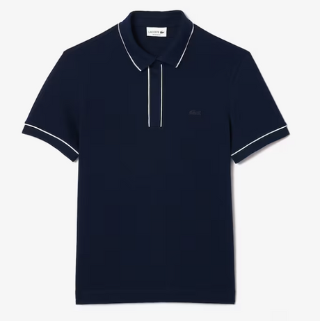 LACOSTE MEN'S SMART PARIS STRETCH COTTON CONTRAST TRIM POLO NAVY