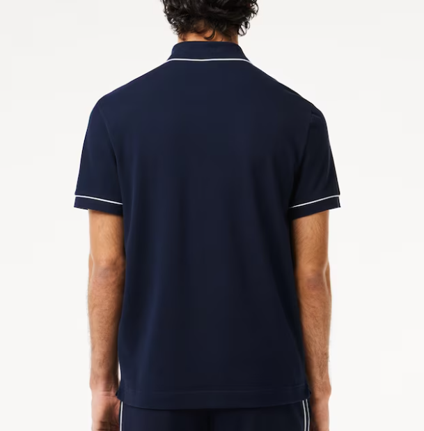 LACOSTE MEN'S SMART PARIS STRETCH COTTON CONTRAST TRIM POLO NAVY