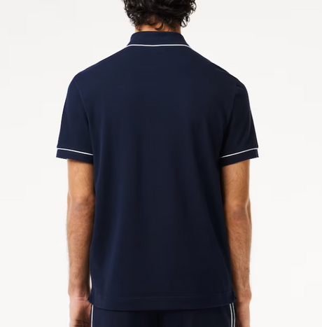 LACOSTE MEN'S SMART PARIS STRETCH COTTON CONTRAST TRIM POLO NAVY
