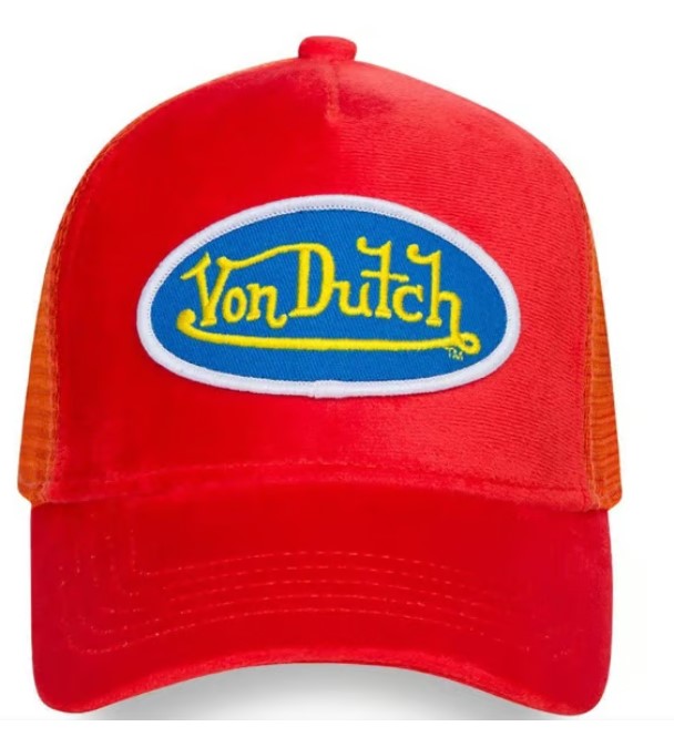 VON DUTCH VIBRANT ORANGE HOLLYWOOD VELVET TRUCKER HAT