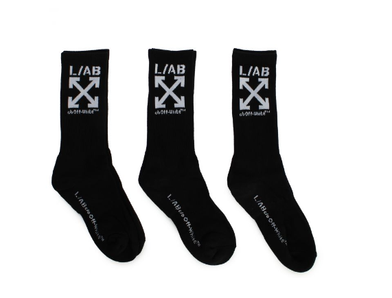 L/AB CO Off-White Clamp Arrows Mid Calf Crew Socks 3 Pack Multi Colors