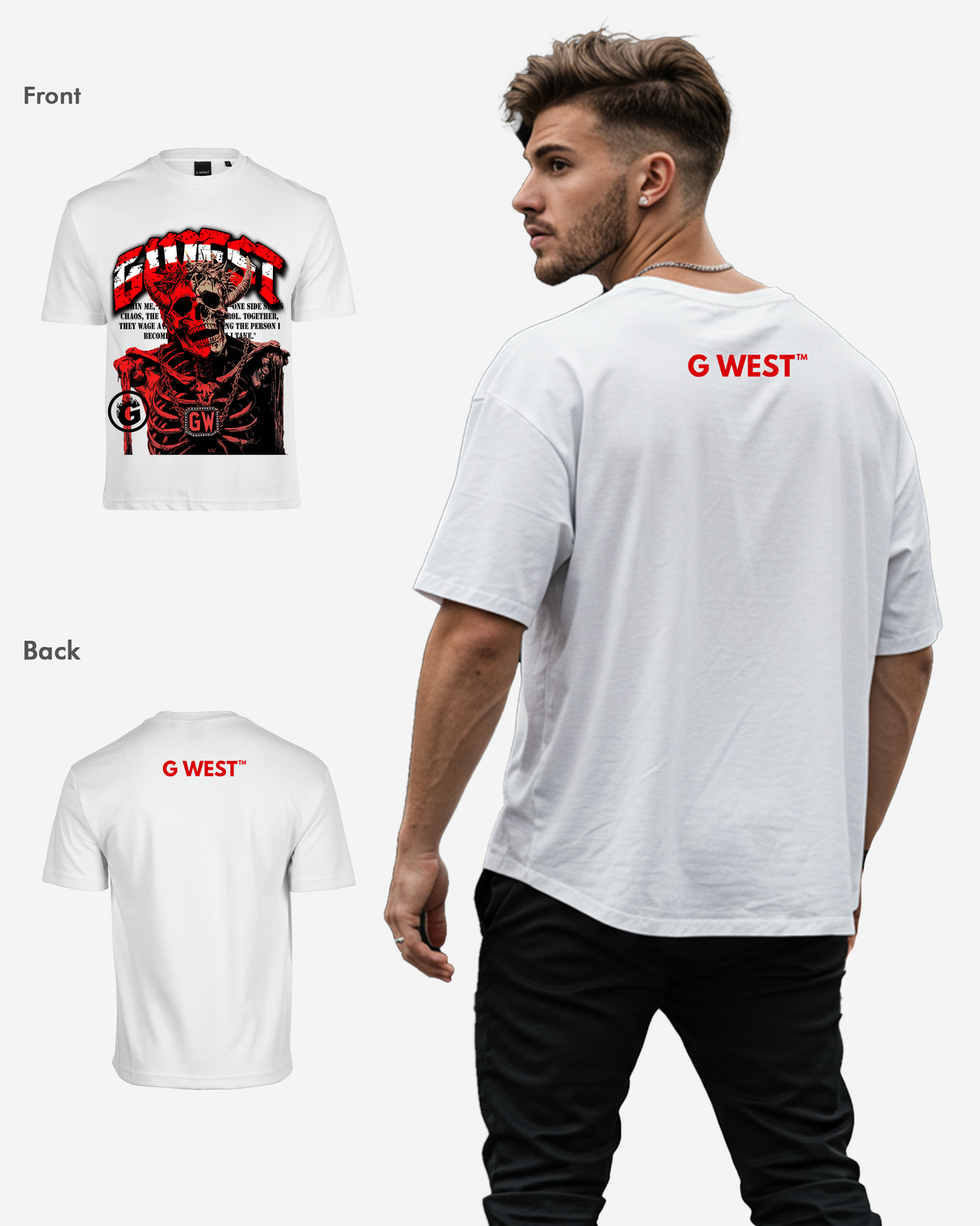 G West Rhinestone Dressed To Kill Oversized Tee