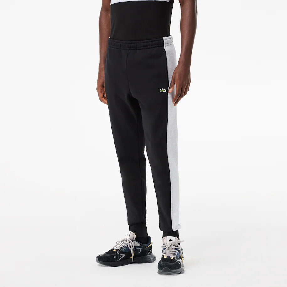 LACOSTE MEN’S COLORBLOCK JOGGER SWEATPANTS BLACK GREY