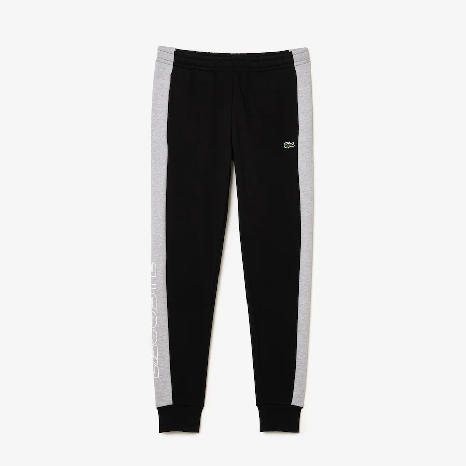 LACOSTE MEN’S COLORBLOCK JOGGER SWEATPANTS BLACK GREY