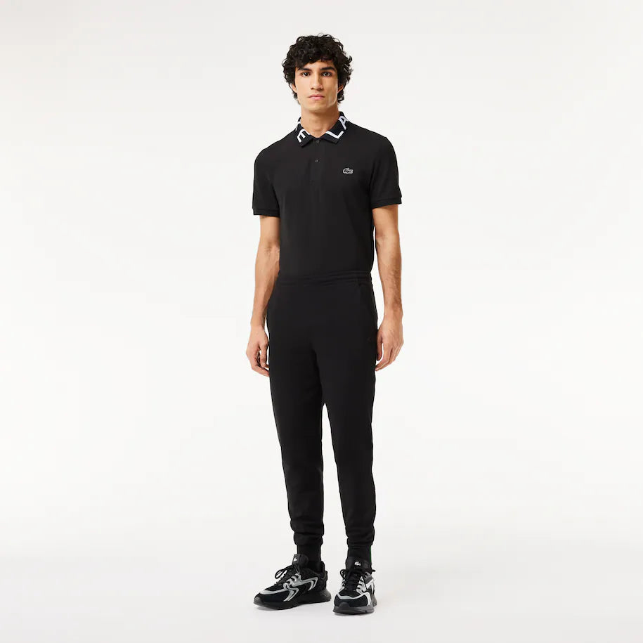 LACOSTE MEN’S SLIM FIT HEATHERED COTTON BLEND SWEATPANTS BLACK