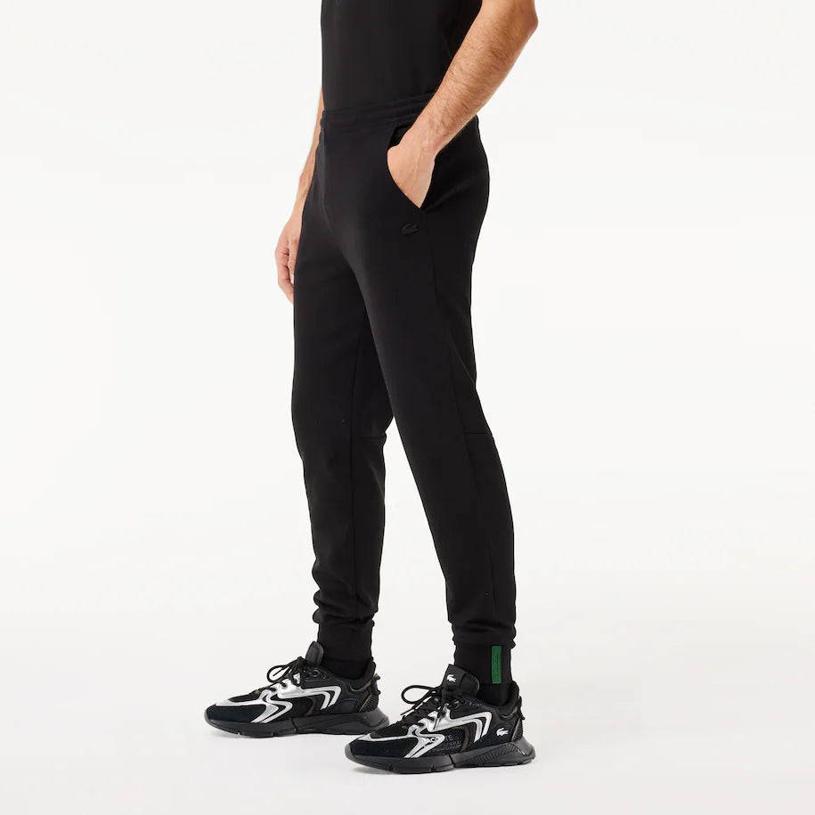 LACOSTE MEN’S SLIM FIT HEATHERED COTTON BLEND SWEATPANTS BLACK