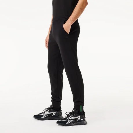 LACOSTE MEN’S SLIM FIT HEATHERED COTTON BLEND SWEATPANTS BLACK