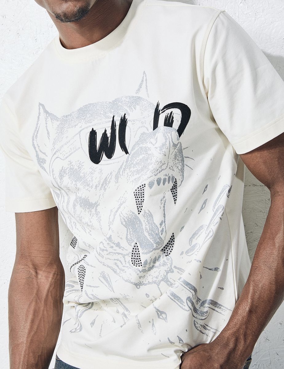 Bold multicolor T-shirt styled for eye catching streetwear look