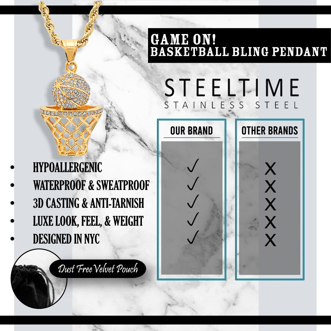 Swish Basketball Pendant Necklace