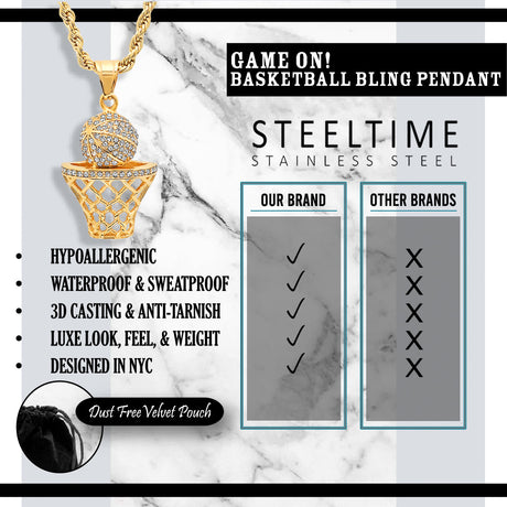 Swish Basketball Pendant Necklace