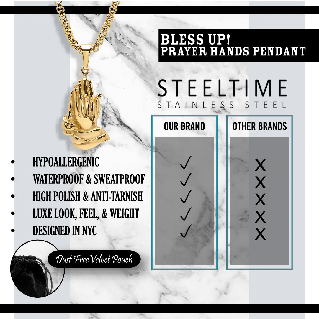Bless Up Prayer Hands Pendant