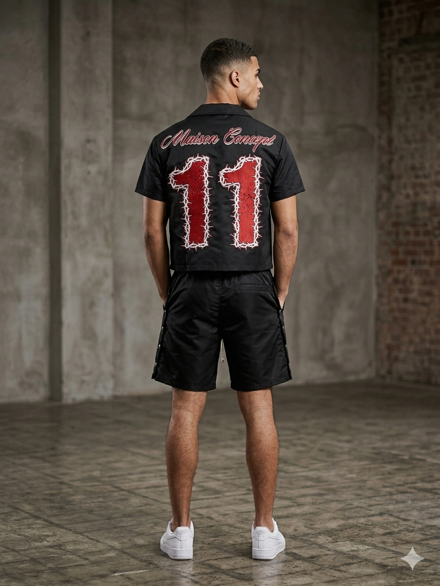 black studded short set concept 11 streetwear style