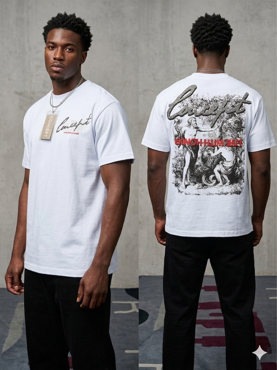 concept live with honor rhinestone t shirt white streetwear style